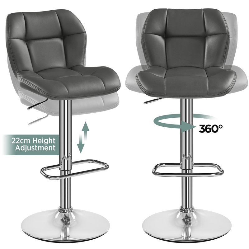 color Height Adjustable Modern Faux Leather Swivel Bar Stools, Dark Grey