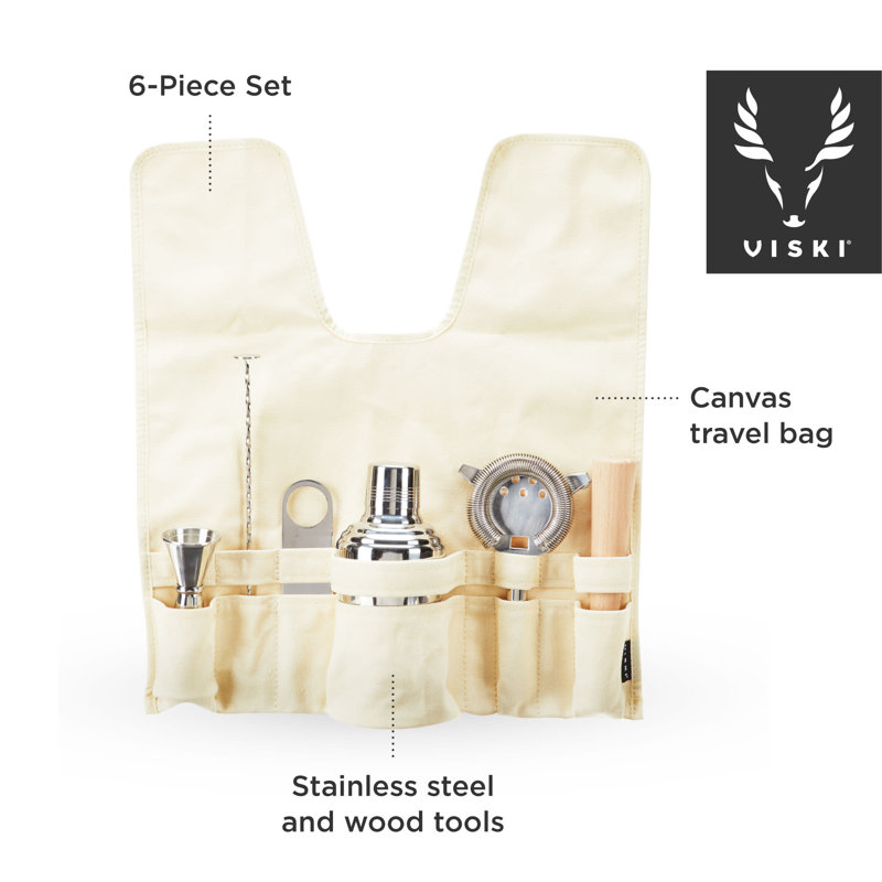 7-Piece Stainless Steel Travel Bar Barware Set