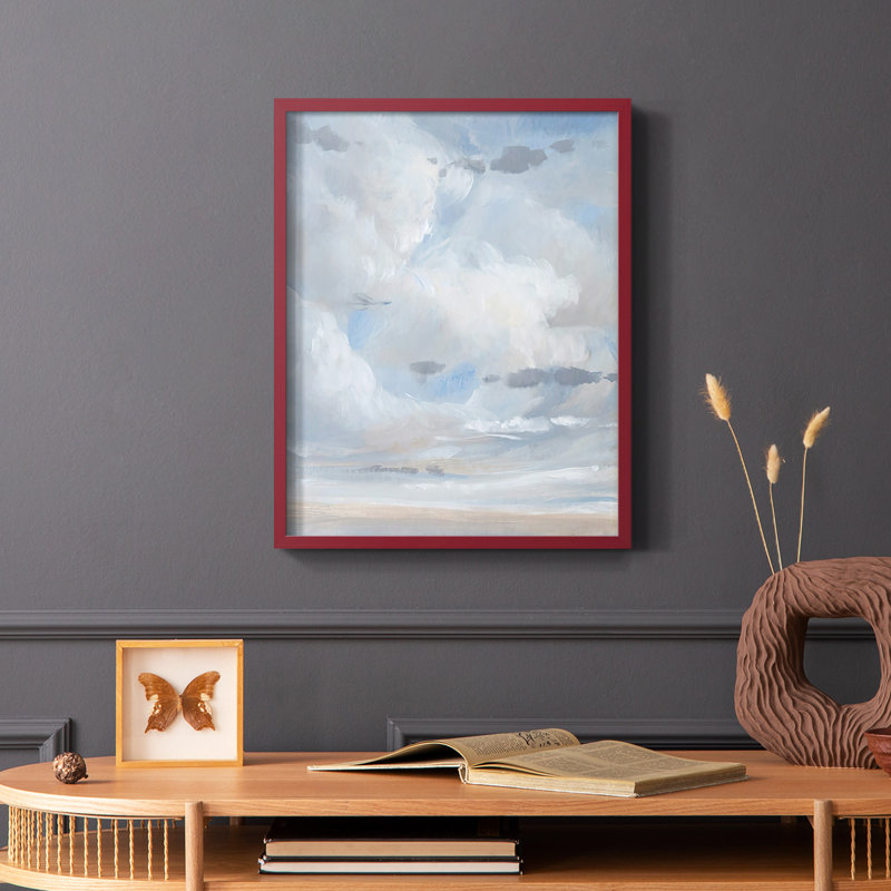 «Sky Blue II», reproduction encadrée - bois massif, Cadre simple rouge, H 10 po x l 8 po