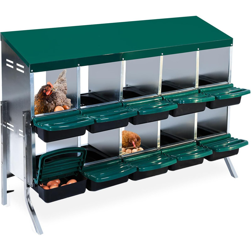 Boîtes de nidification pour poulets, grande boîte à poulets en métal, Vert