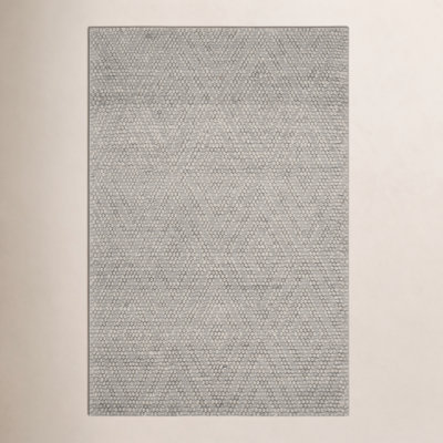 Russo Silver Hand-Woven Geometric Flatweave Rug