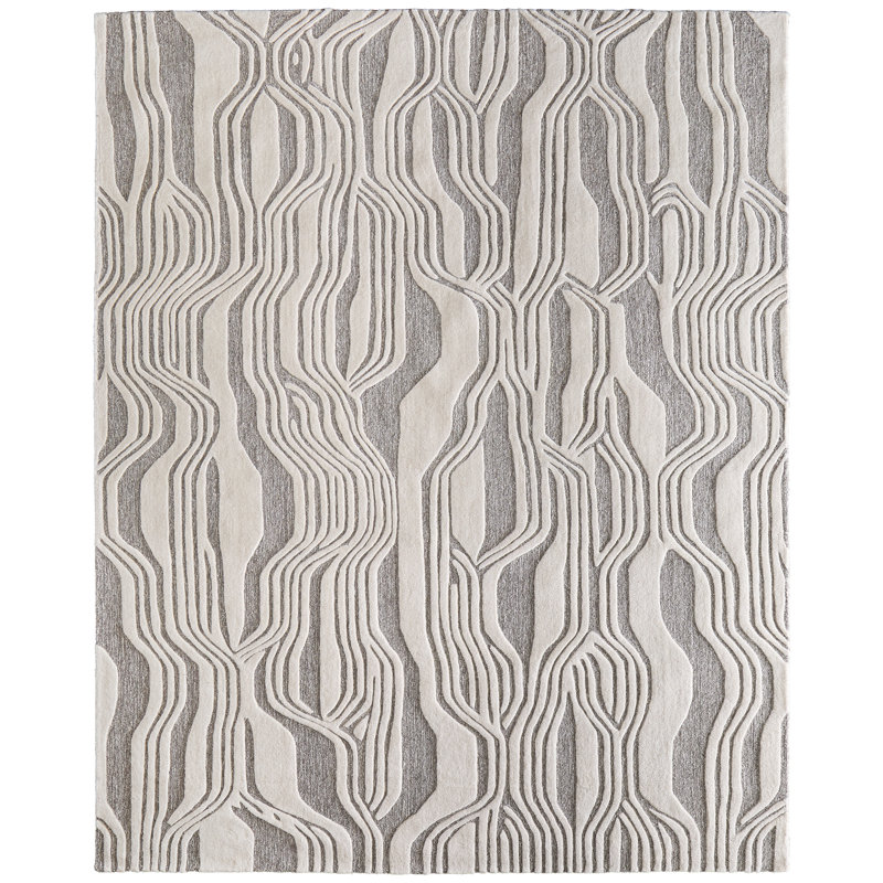 Kimball Transitional Abstract Ivory Area Rug, Rectangle 8' x 10'