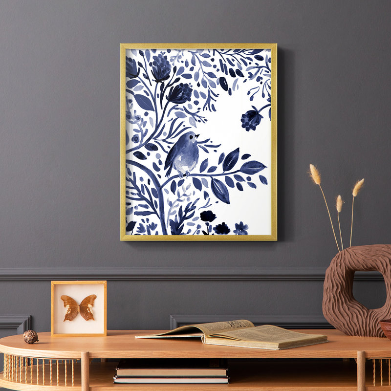 Indigo Song I, reproduction encadrée - bois massif, H 10 po x l 8 po