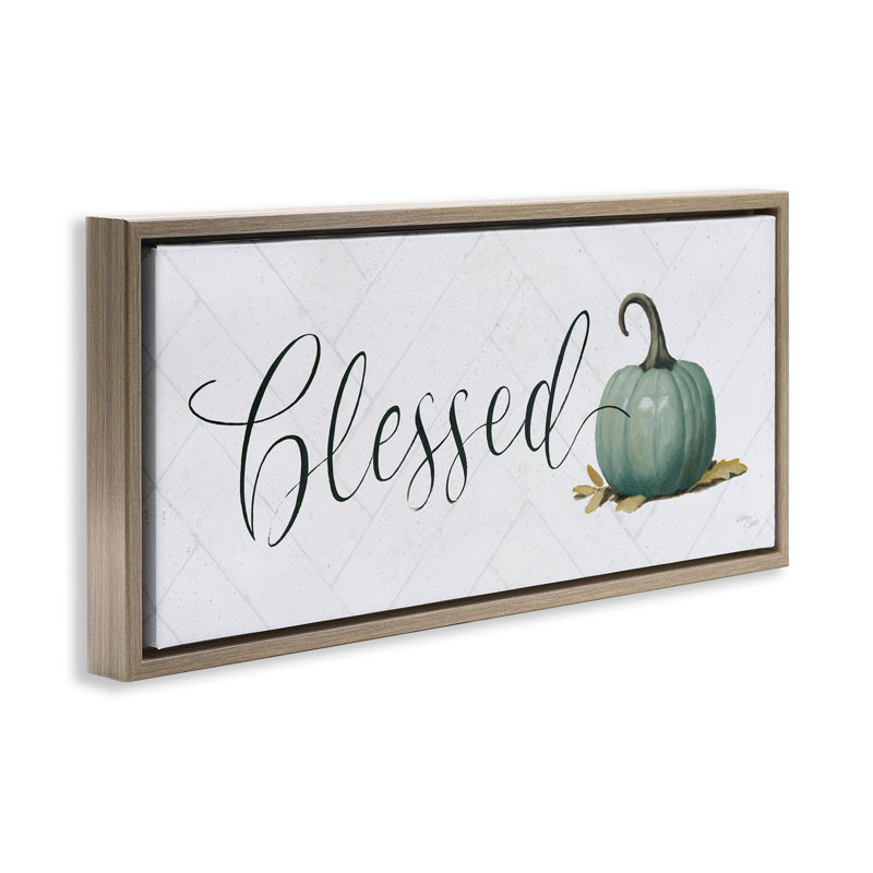 «Blessed with Pumpkin», art mural sur toile par Wellington Studio, H 11 po x l 25 po, Cadre flottant orme Montalcino