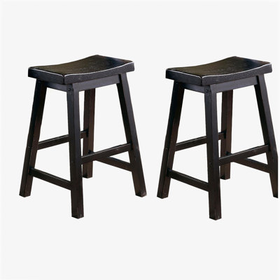 Ensemble de tabourets à hauteur de bar 24 po noir laqué noir 2 pièces