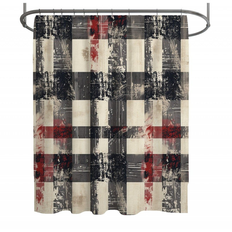 Abstract Art Warm Plaid Shower Curtain, 83"H x 70"W