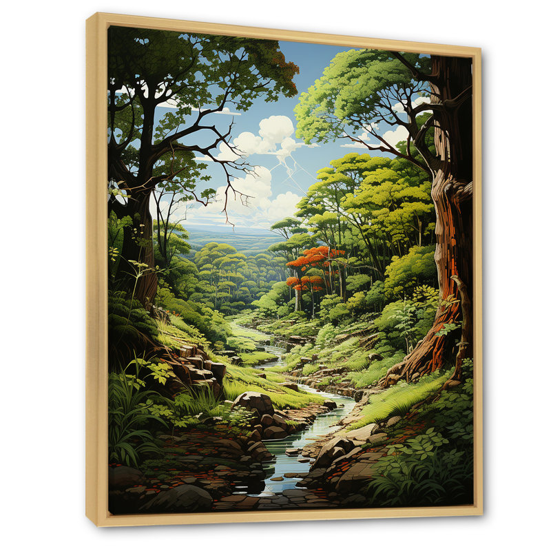 Toile représentant des arbres, forêt III - impressions sur toile, H 44 po x l 34 po x P 1,5 po, Cadre naturel flottant
