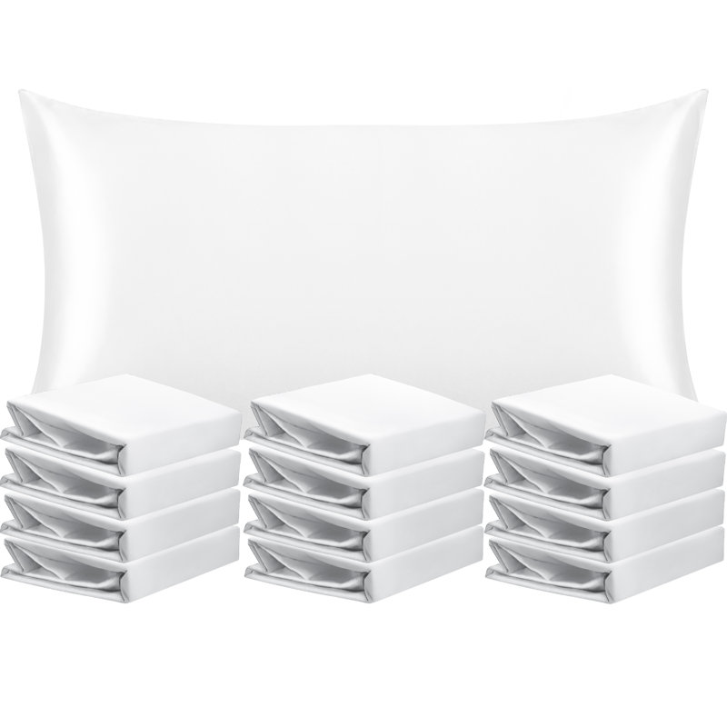Pillowcases, Satin Luxurious Pillowcases with Envelope Closure - NTBAY, Standard, White