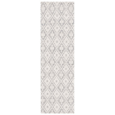 Hankison Geometric Handmade Area Rug in Grey/Ivory