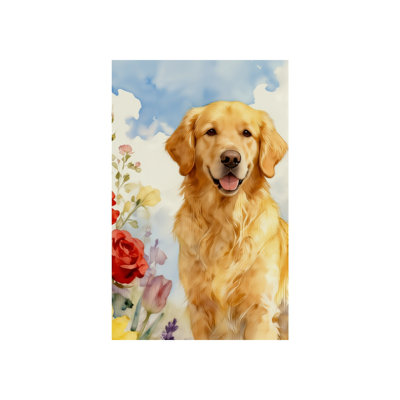 Golden Retriever Floral Decorative Flag Porch Styling  Independence Day Accent 12X18 inch (30 X 45cm)