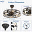 Ventilateurs de plafond 26 po à cage noire avec télécommande d'application pour la chambre à coucher de patio, ventilateur encastré de ferme avec minuterie réversible à 6 vitesses -1086386088-1086386089