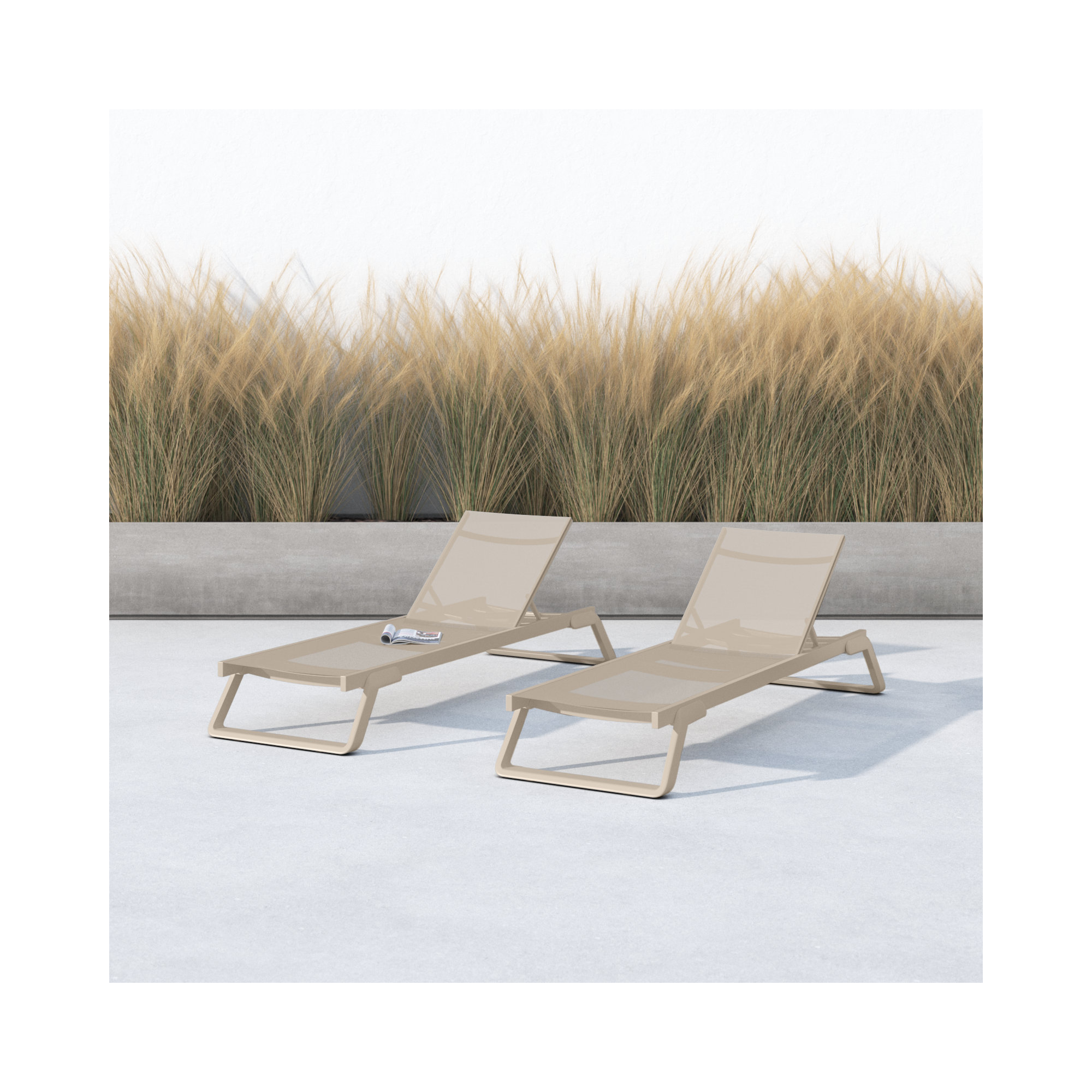 Holli 28.34'' Outdoor Chaise Lounge, Taupe