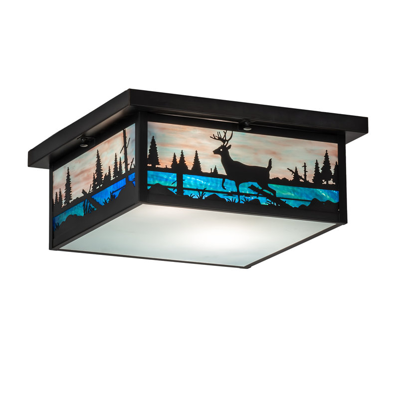 Plafonnier encastré carré 2 lumières 16 po