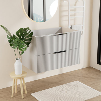 Modern Shaker Vanity With Divided Drawers, Soft-Close & Vertical Line Design - 24'' &30'' &36 '' Wall-Mounted (No Sink)