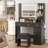 34" W Vanity Desk Set With Led Lighted Mirror & Power Outlet, Makeup Table Top with 3 Open Bookcases, 2 Drawers, Dresser Table for Bedroom, Checkroom-515584512