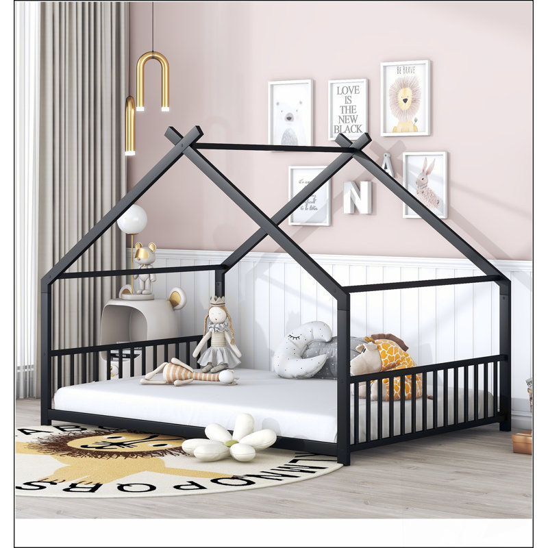 Lit robuste en métal avec une construction de haute qualité, parfait pour les chambres modernes et confortables., Blanc