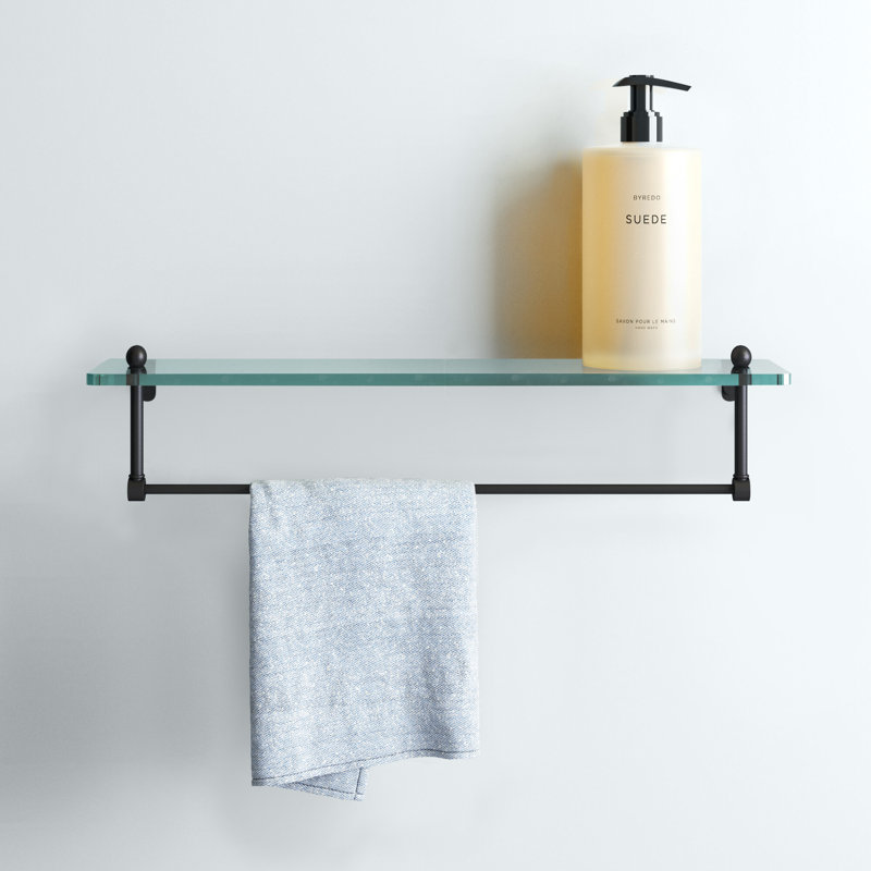 Ballenas Bracket Shelf with Towel Bar, 22", Matte Black