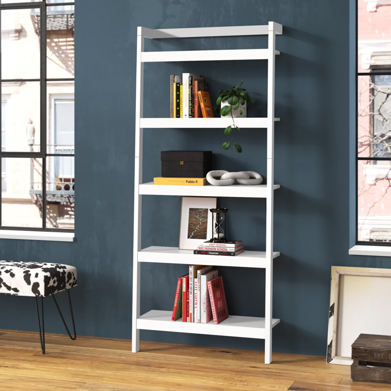 Alexzander Ladder Bookcase, White, 72.44'' H x 31.49'' W