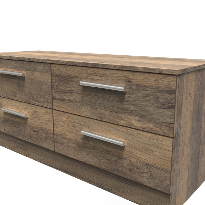 Fully Assembled Harshal 4 - Drawer Chest of Drawers, Vintage Oak