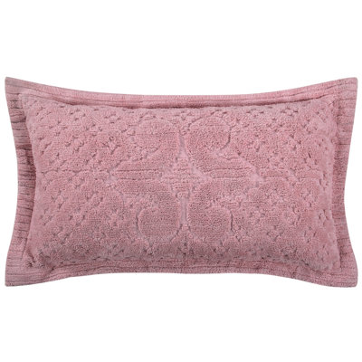 Ashton Collection 100% Cotton Chenille Tufted Pillow Sham, Medallion Design, Soft Breathable, OEKO-TEX Certified, Machine Washable, All-Season, 20" x 36", Pink