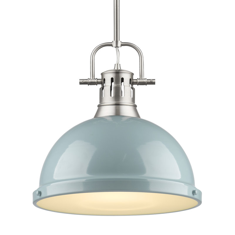 Luminaire suspendu dôme en acier à intensité variable 1 lumière Calico, Écume de mer, écume de mer, Étain