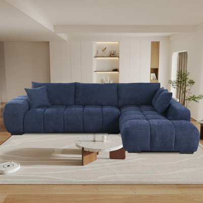 120" Modern Cloud Sectional Sofa With Tufted Details, Chaise Lounge, And Wide Arms by Latitude Run