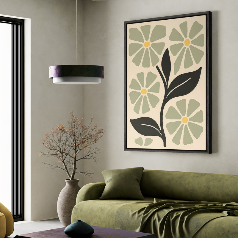 Art mural encadré, impressions murales abstraites rétro pour chambre à coucher - 24 po x 36 po, Noir