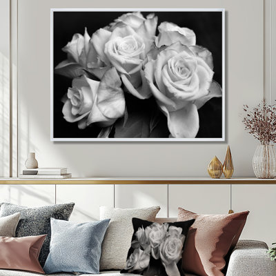 Bunch of Roses Black and White - Floral Canvas Art Print