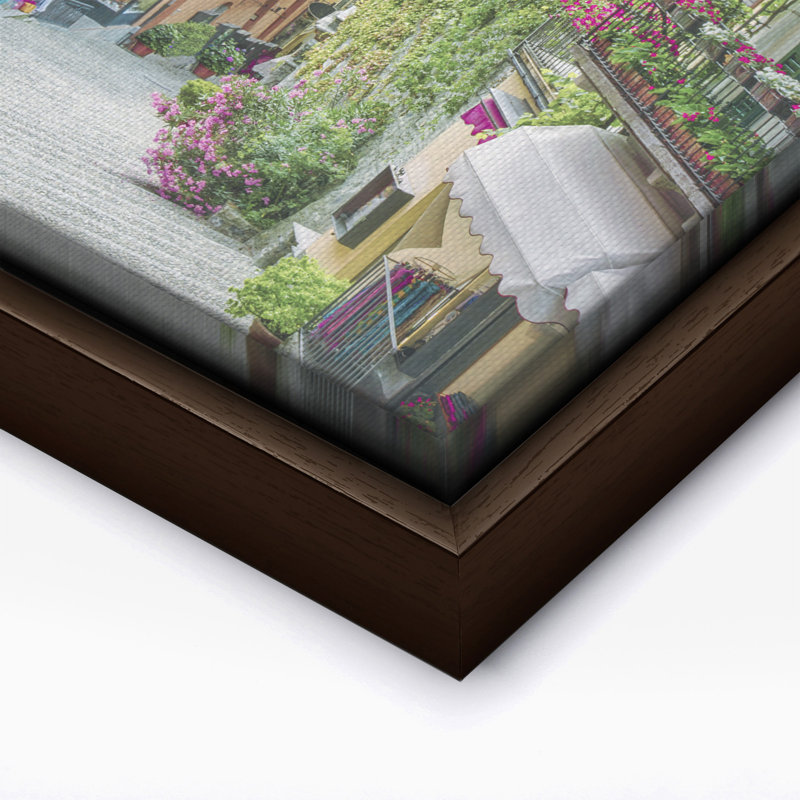 Bellagio Street, Canvas, 16"H x 20"W, Brown Framed