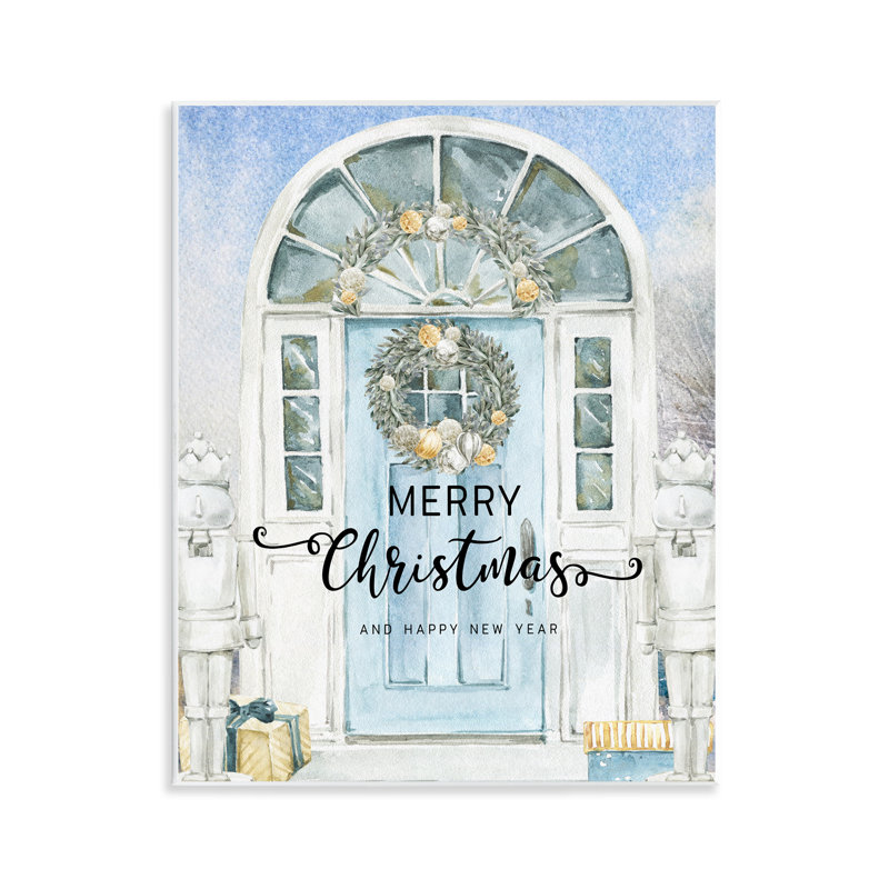 Plaque de porte bleue «Merry Christmas», design par Jesse Keith