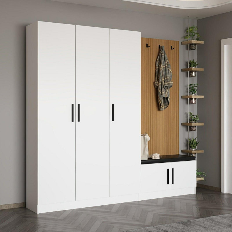 Nichlas 225 cm W Hall Tree, White