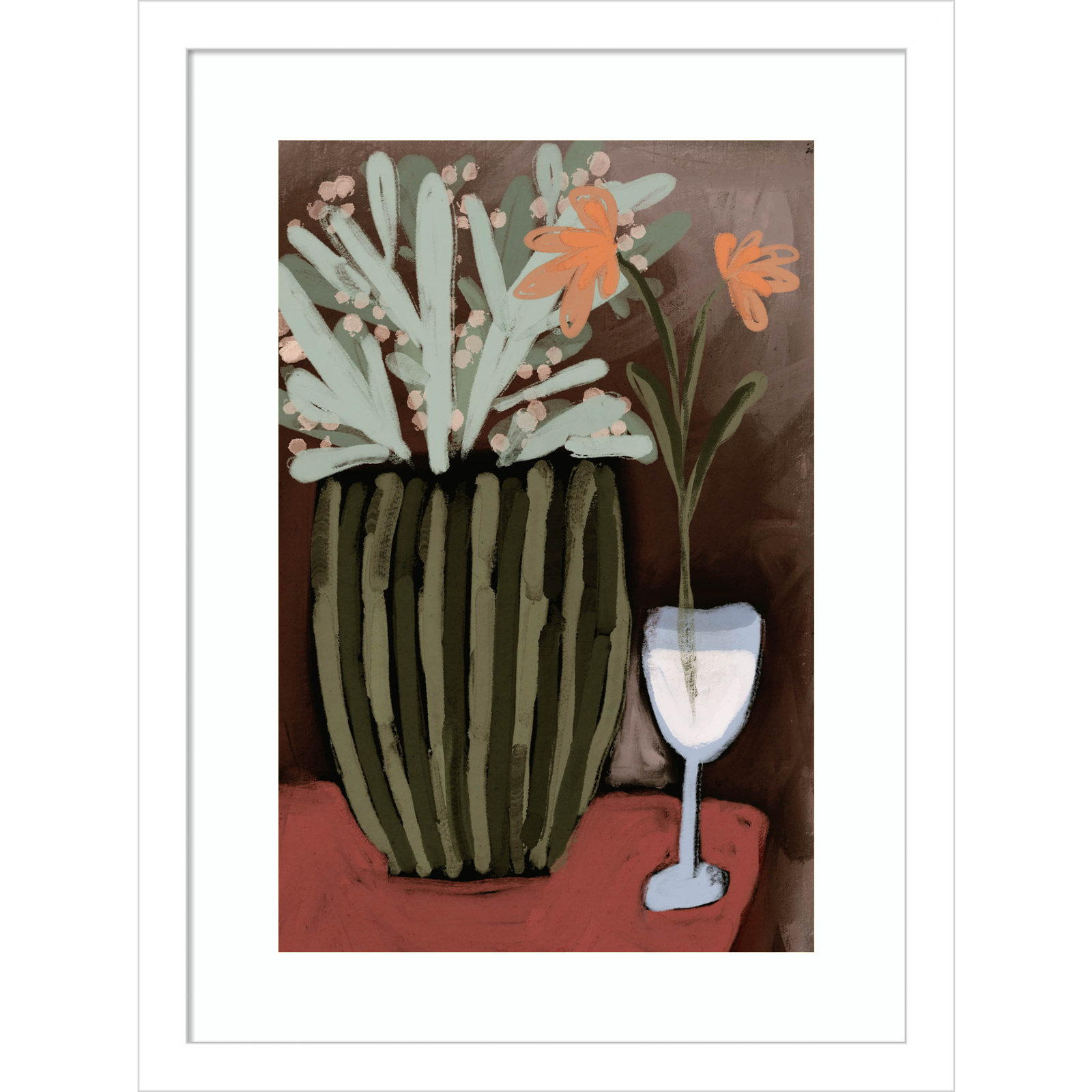 Floral Still Life No 4 by Treechild Wood Framed Wall Art Print, White, 17" H x 13" W