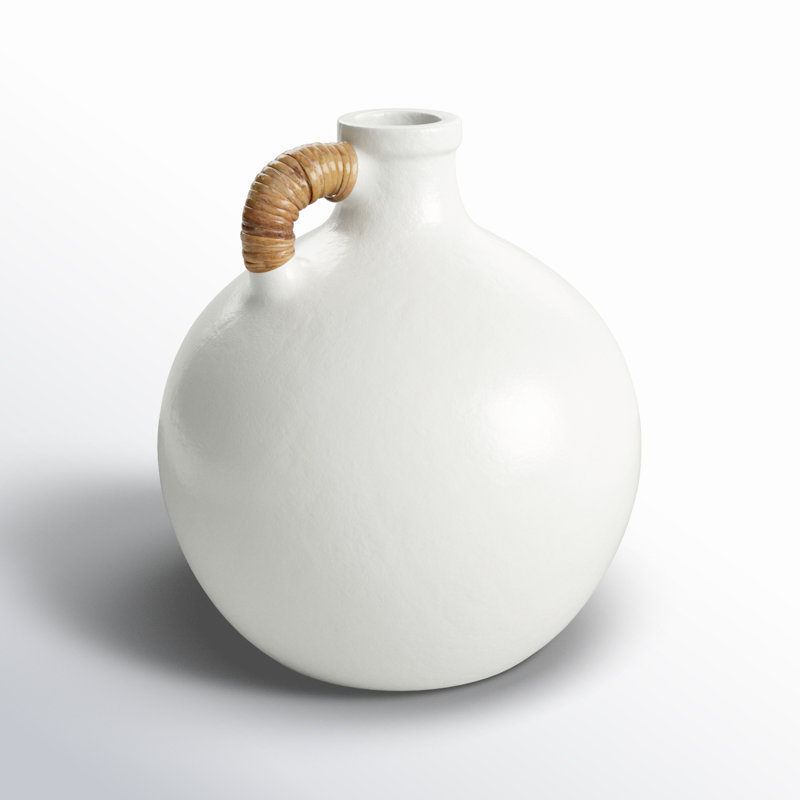 Winslet Terracotta Table Vase, White, 13.3" H x 12.2" W x 12.2" D