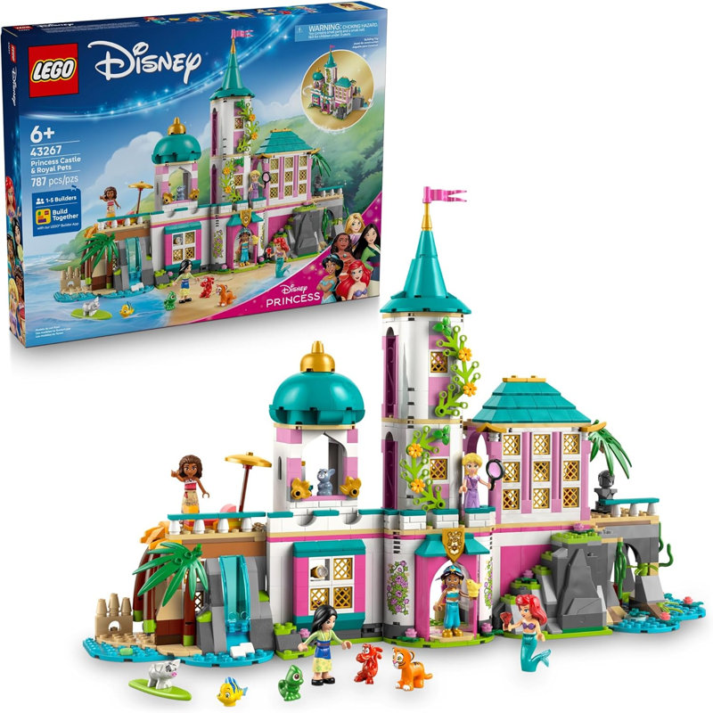 LEGO - 43267 - Château de princesse Disney et jouet de construction d'animaux de compagnie royaux, 787 pièces, pour 6+
