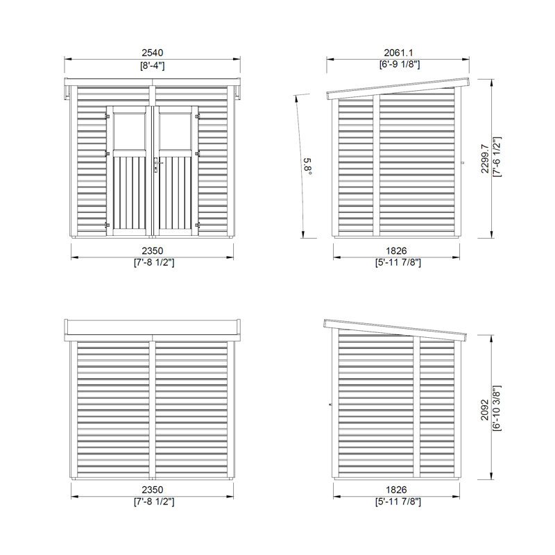 8 ft. x 6 ft. Nordic Spruce Wooden Lean-To Storage Shed with Double Doors