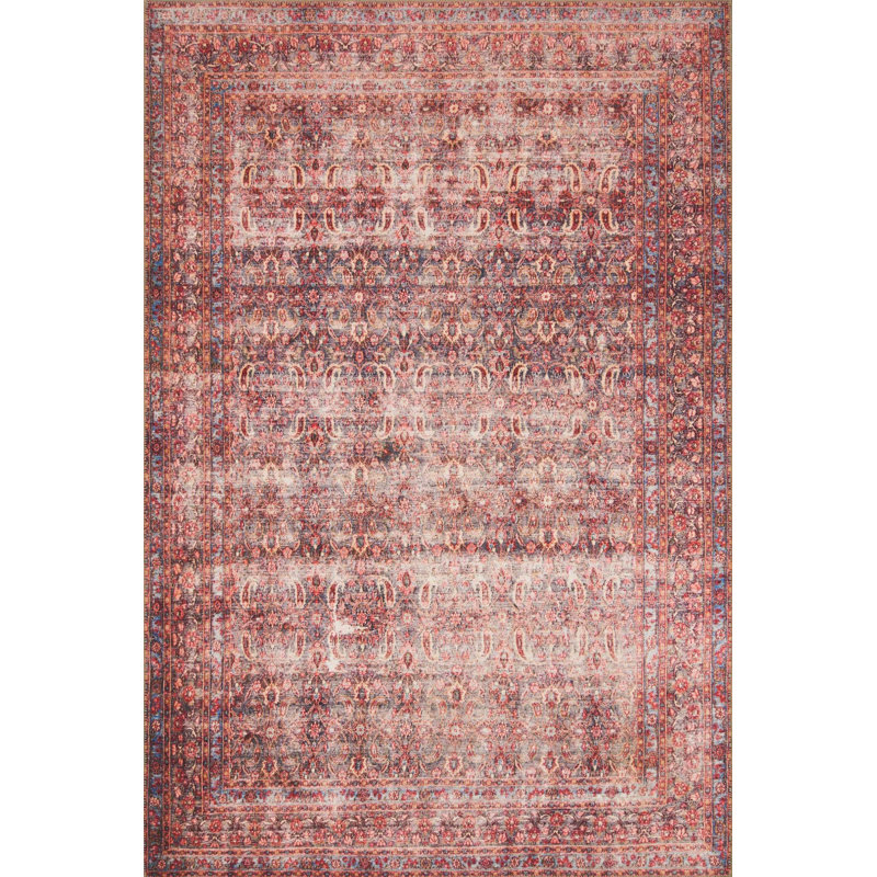 Tapis oriental aubergine / cramoisi Rakesh, Rectangle 3 pi 6 po x 5 pi 6 po