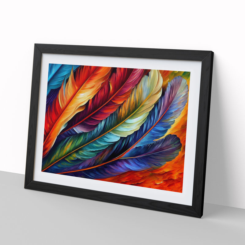 Bird Feather - Single Picture Frame Painting, Black Framed, 46cm H x 64cm W x 2cm D