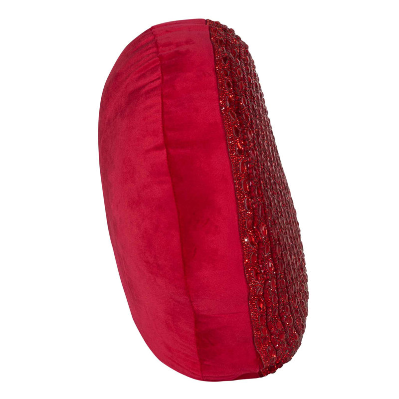 Sparkles Home Gatsby Round Throw Pillow | Velvet Decorative Pillow with Rhinestone Accents, Red