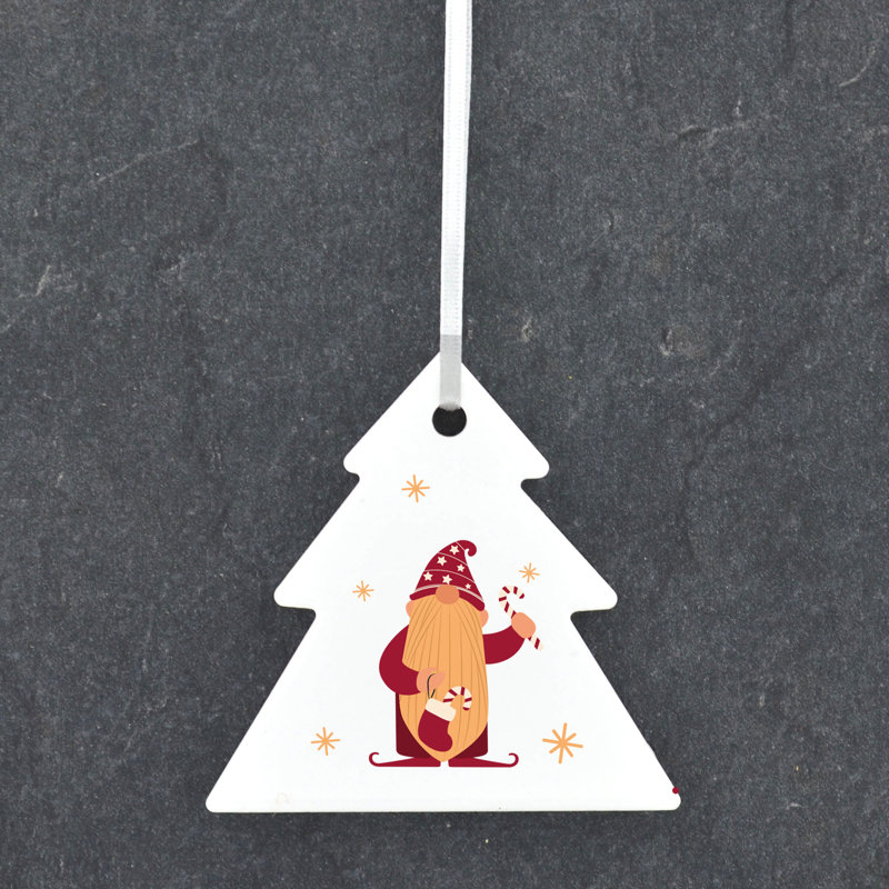 Carley Festive Gonk Candy Canes Tree Shaped Ceramic Ornament