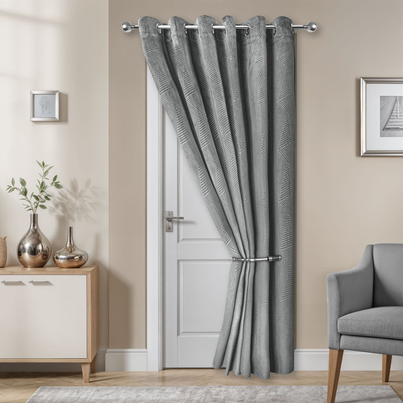 Wibeke Blackout Door Curtain, Grey, 168cm Width x 213cm Drop