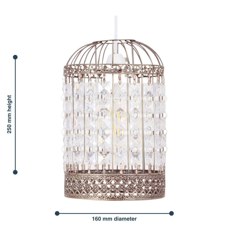 25cm H Plastic Novelty Pendant Shade ( Uno ) in Antique Brass