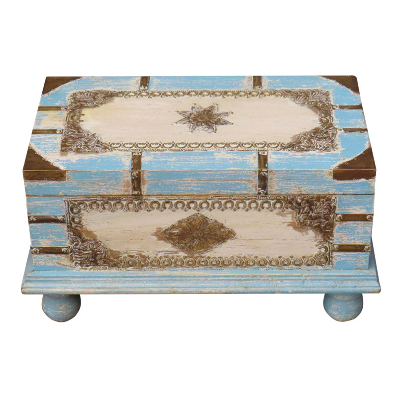 Armisha Blanket Chest, Blue/Antique Gold
