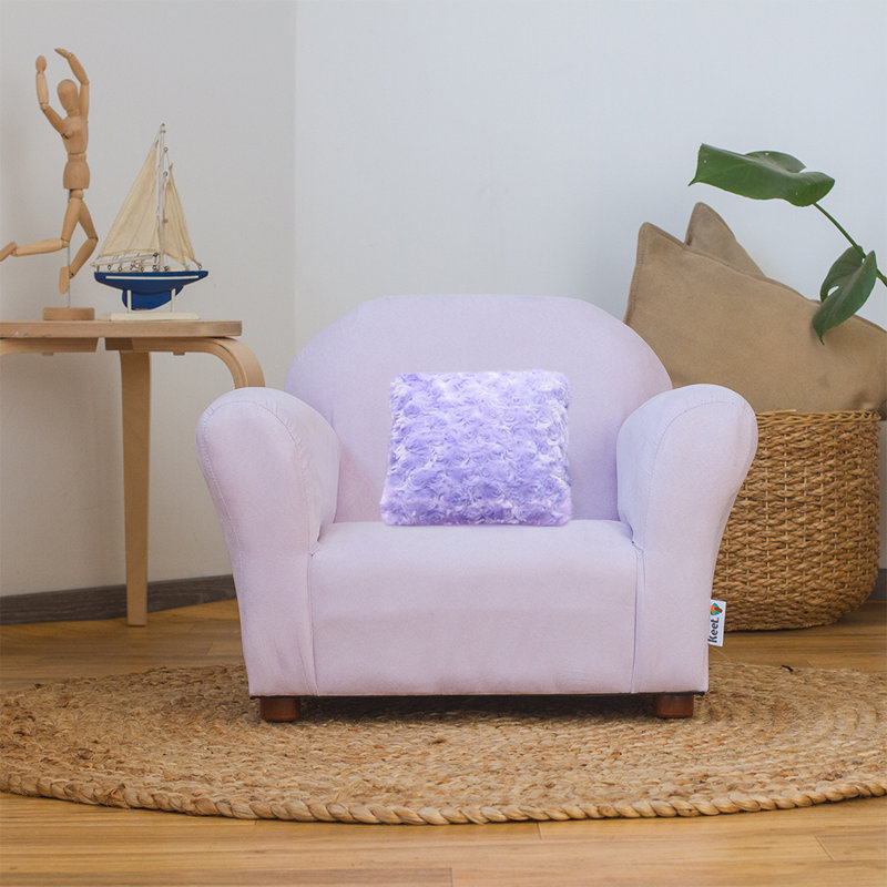 Keet Roundy Plush Chair Microsuede with Accent Pillow, Lavander