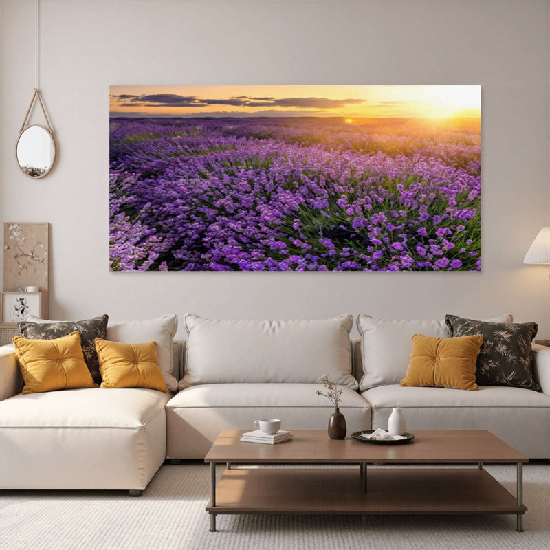Serene Lavender Landscape Framed Canvas Wall Art