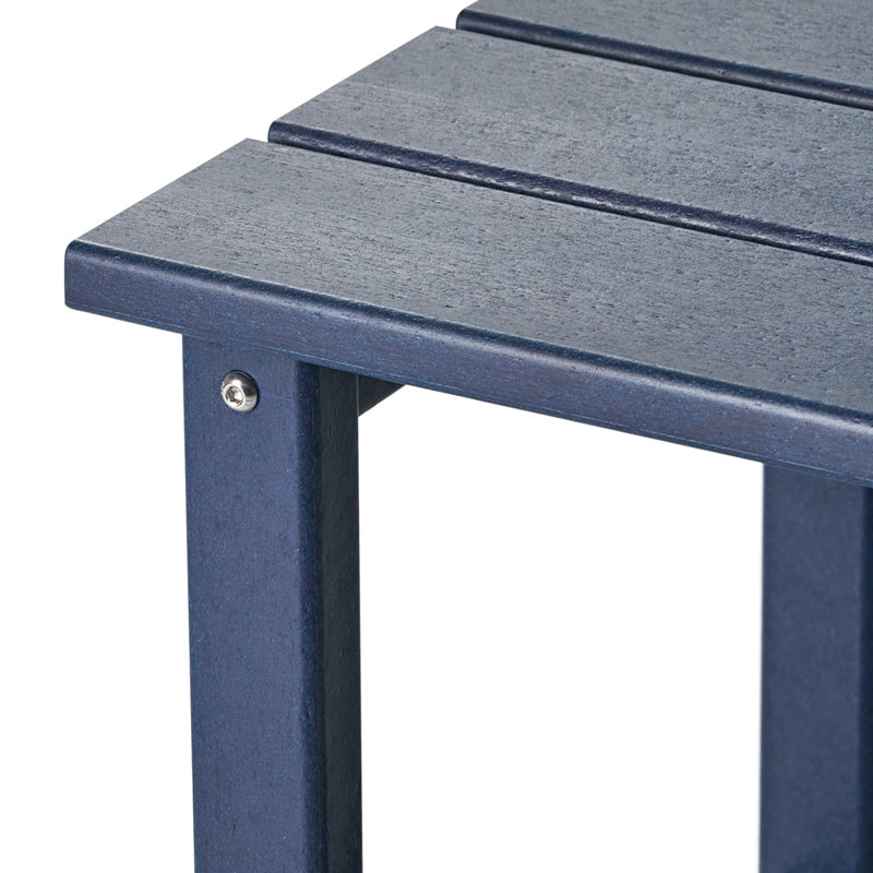 Outdoor Poly Adirondack Chair With Side Table And Ottoman, Navy
