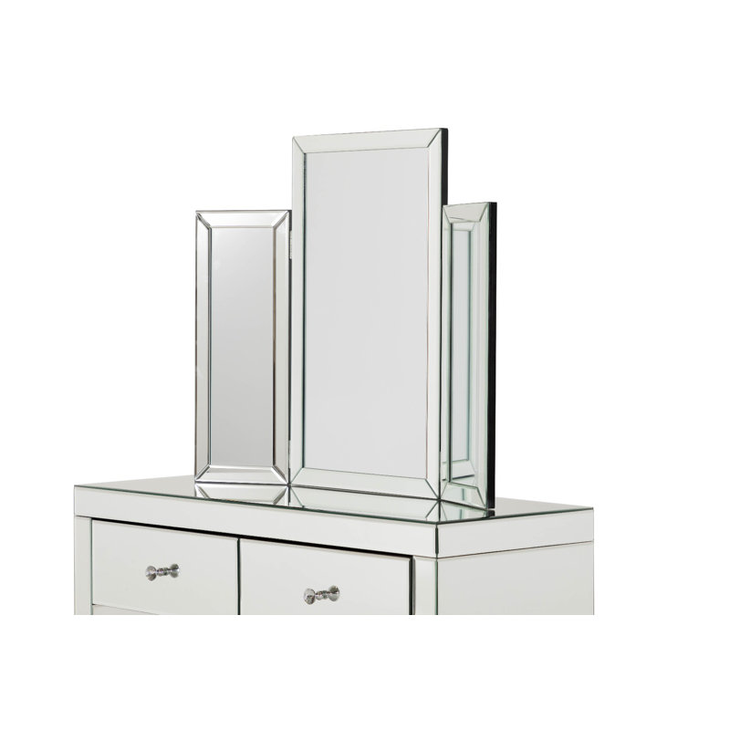 Cayden Dressing Table with Mirror, Silver