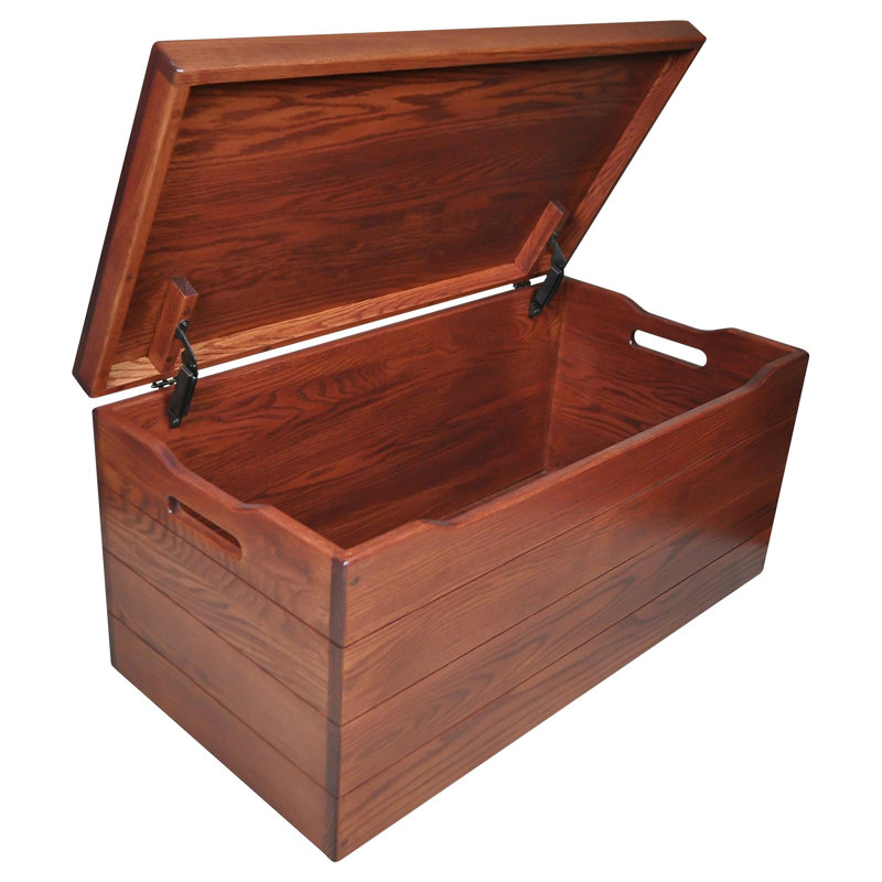 Palmer Oak Blanket Chest, Washington Cherry Stain, 42 Inches, Oak Wood/Wa. Cherry Stain