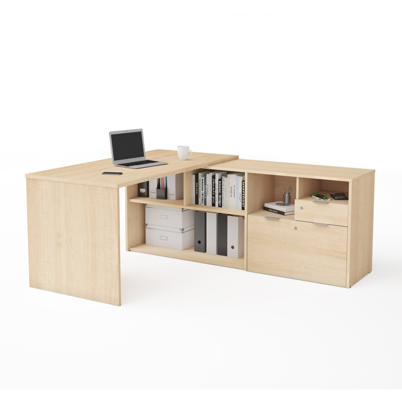 Bureau de direction en L réversible Operle, Érable nordique