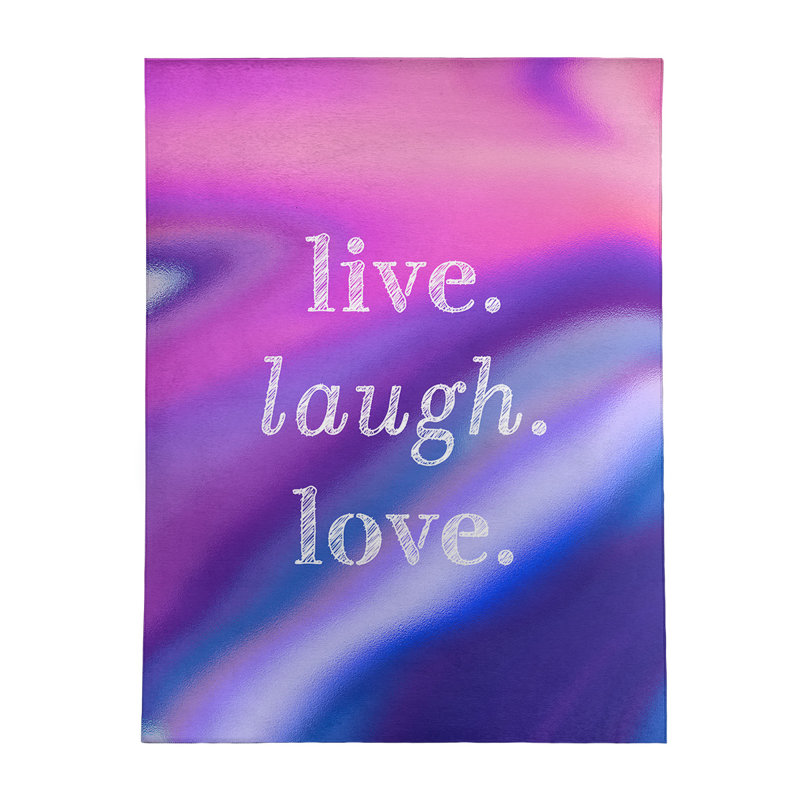 Tapis en chenille poly citation Live Laugh Love Quotes, Rectangle 5 pi x 7 pi