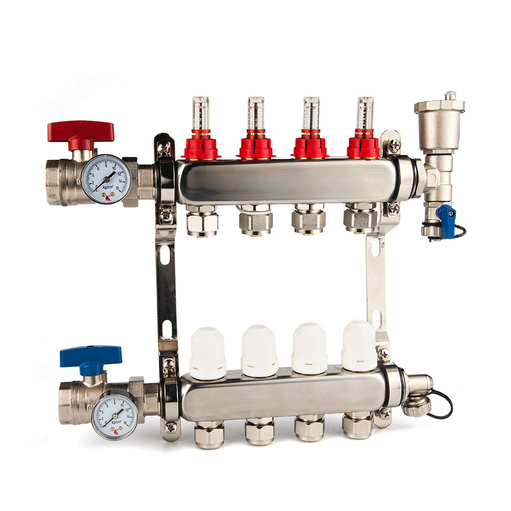 YaoTown 4-Branch Radiant Floor Heating Manifold Set 304 Stainless Steel For  1/2 PEX - Wayfair Canada